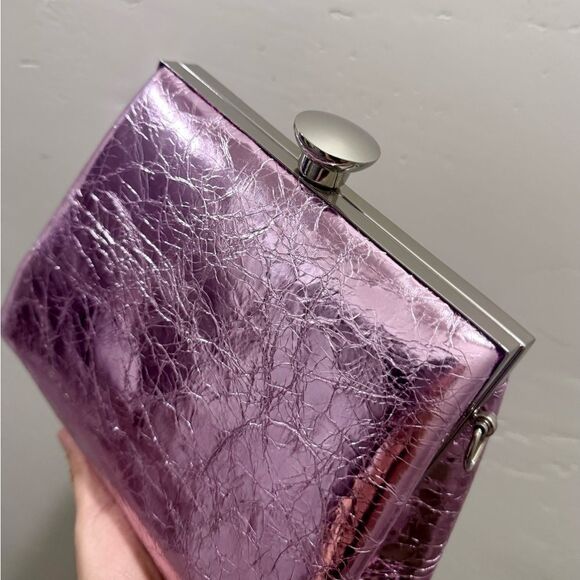 Metallic Pink Genuine Leather Handmade Push Lock Box Bag, Multi Use Style - Picture 13 of 15